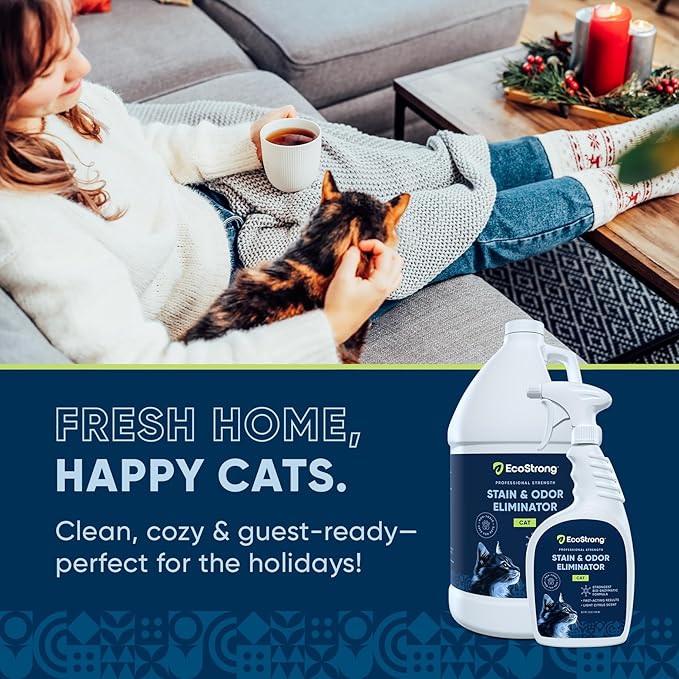 Cat Stain and Odor Remover| Enzyme Urine Odor Neutralizer - Stain Remover for Carpet, Litter Boxes, Bedding, and Laundry [160 Fl Oz Bundle]