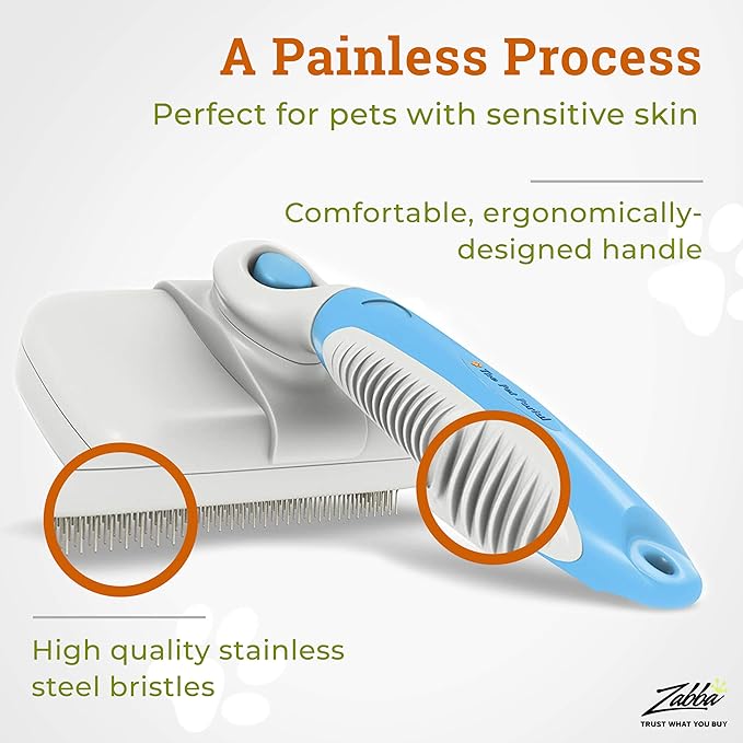 Self Cleaning Dog Brush for Shedding Slicker Brush Cat Long Haired Pet Brush Grooming Deshedding Supplies - Medium to Large Pets White