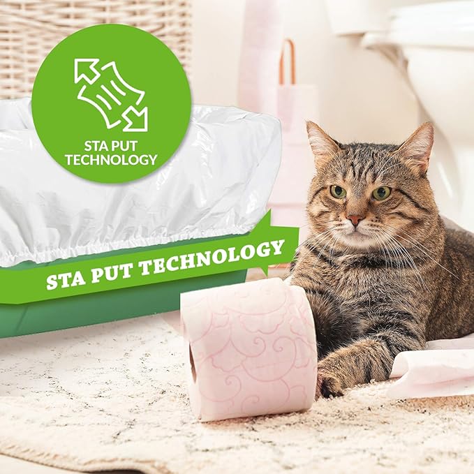 Alfapet Kitty Cat Pan Disposable, Elastic Liners bags 15-Pack + 3 Solid Transfer Liner -For Large, X-Large, Giant, Extra-Giant Size Litter Boxes- With Easy Fit Sta-Put Technology (15 Count)