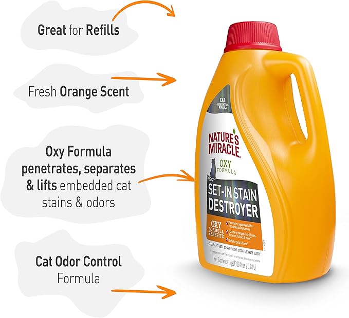 Nature's Miracle Just for Cats Oxy Stain and Odor Remover RED 128 Fl Oz (Pack of 1)