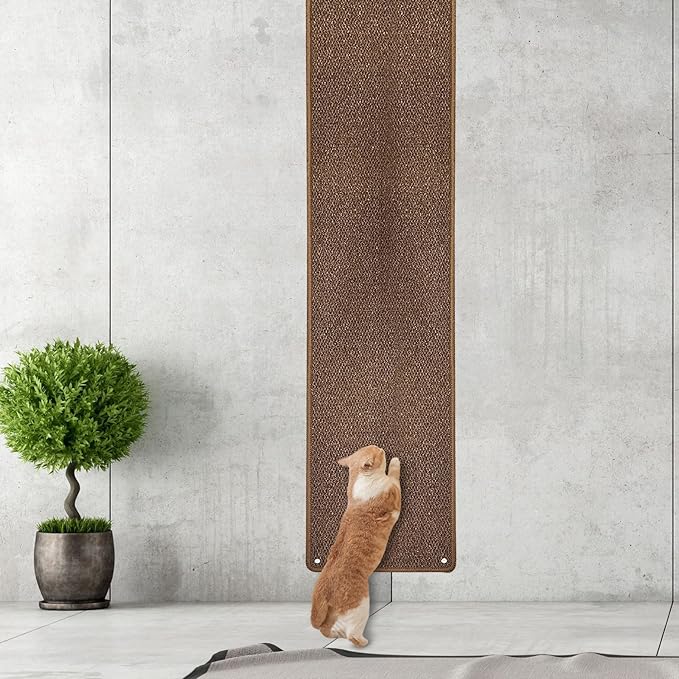 70.9"x 15.7" Thickened Extra Large Cat Wall Climbing Carpet with 10pcs Fixed Nails, Durable Cat Wall Furniture, Wall Scratcher, Scratching Post, Couch Sofa Protector, Brown