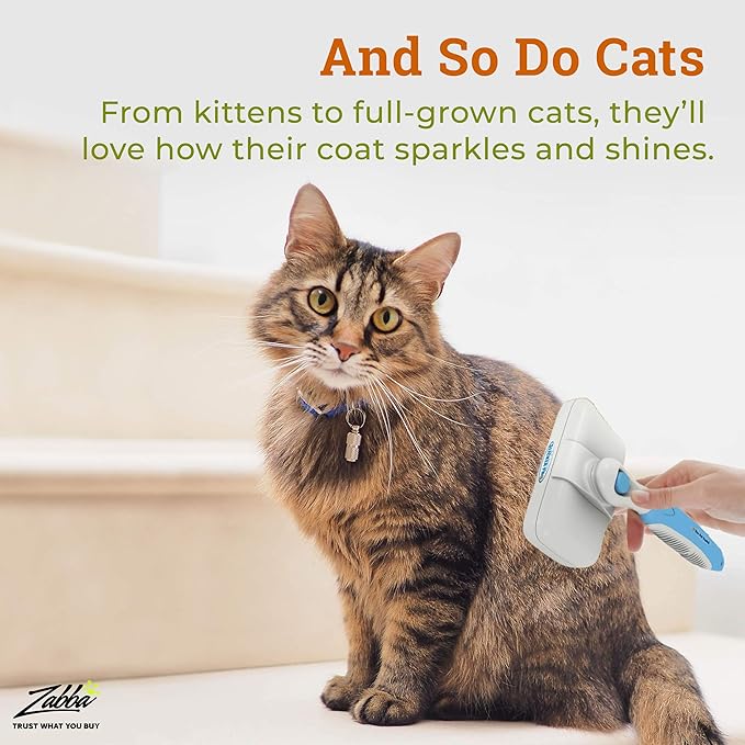 Self Cleaning Dog Brush for Shedding Slicker Brush Cat Long Haired Pet Brush Grooming Deshedding Supplies - Medium to Large Pets White