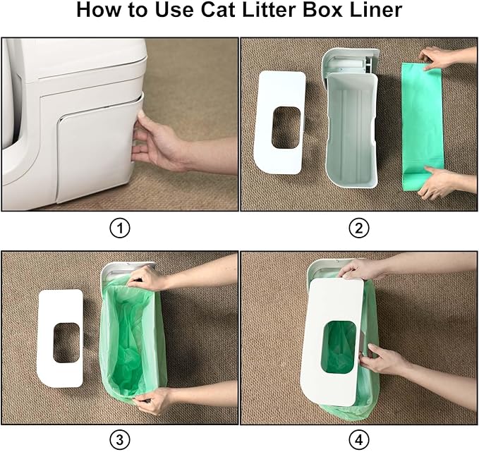 Cat Waste Drawer Liners, 25 Count Per Roll, 2 Rolls Pack, Durable and Tear-Resistant, Fits 9-11 Gallon Drawers, Versatile Use for cat litter box liners, kitchen,office,home, car trash can.