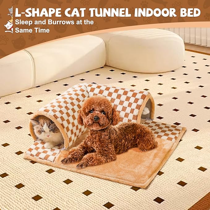 Marchul Cat Tunnel Bed for Indoor Cats, 2 in 1 Cat Bed and Tunnel Cat Toys, 42.5cm(16.73in) Cat Tunnel, with 3D Rebound Foam, Detachable & Washable Pet Bed and Play Tunnel, Non-Slip Bottom