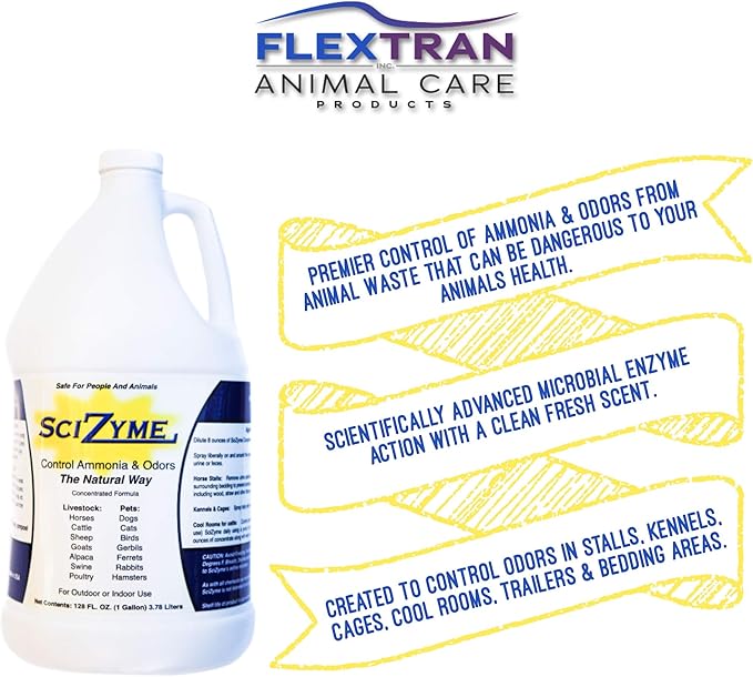 SciZyme - Enzyme Based Eliminator & Control Odors & Ammonia in Cooler Rooms, Barns, Trailers, Kennels, Etc. (Makes 16 Gallons)