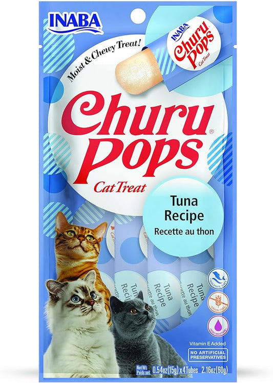 INABA Churu Pops Moist and Chewy Cat Treat Tuna Recipe 4 Tubes