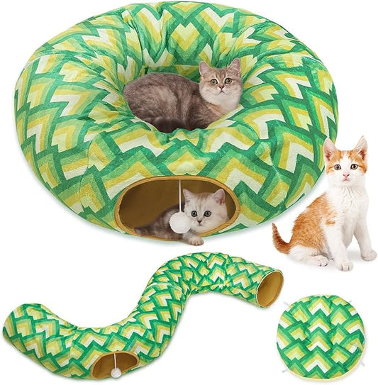 Cat Tunnel Bed, Cat Tunnels Cat Toys for Indoor Cats S-Shape Cat Tube and Cat Donut Tunnel Cave Large Cat Toys Interactive Cat Stuff Supplies
