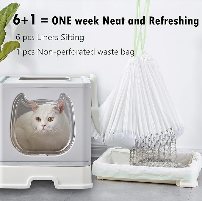 Gefryco Cats Sifting Litter Box Liners Thick 2mil, Jumbo Disposable Waste Litter Bags Litter Tray Liners