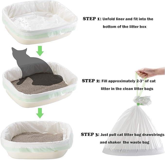 Gefryco Cats Sifting Litter Box Liners Thick 2mil, Jumbo Disposable Waste Litter Bags Litter Tray Liners