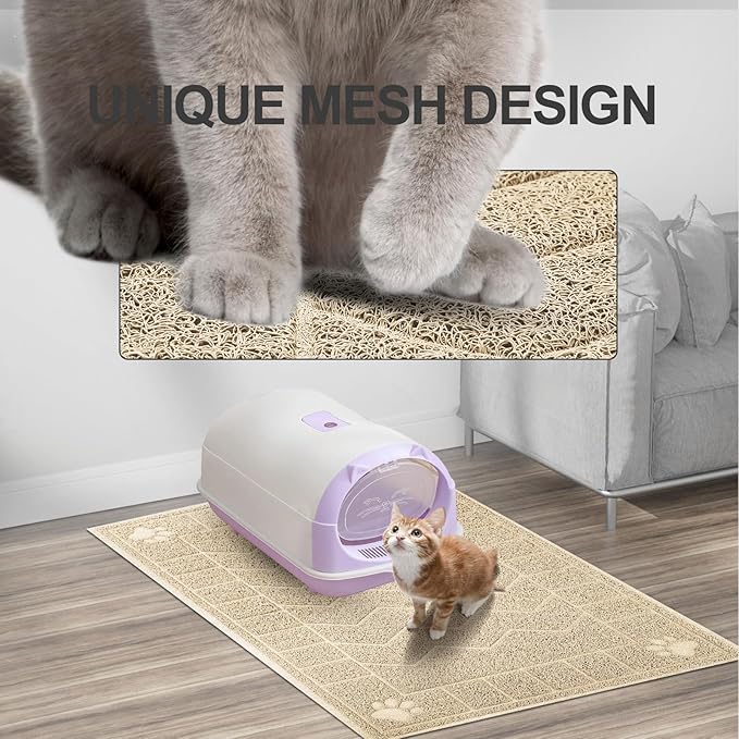 Cat Litter Mat, Litter Trapping Mat Soft on Kitty Paws, 35" x 24" Kitten Litter Box Mat for Cleaner Floors, Waterproof, Easy Clean, Durable Large Size Cat Litter Pad for Kitten.