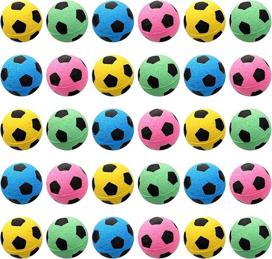 Skylety 32 Pieces Foam Sponge Football Cat Interactive Cat Soccer Toy Sports Ball for Cat Kitten Pet