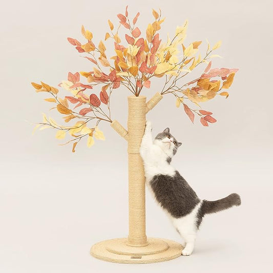 Cat Scratching Post 41.7" Tall Scratching Post for Indoor Cats Cat Scratcher Cat Tree Wrapped Sisal Rope Large Cat Scratching Post Cute Cat Scratching