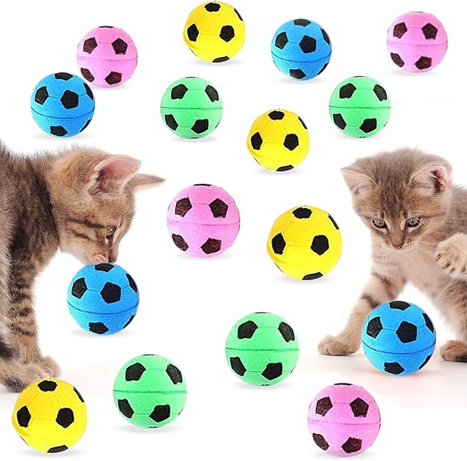 CoCoo Sponge Cat Balls, 1.5 - Inches, Soft Foam Soccer Balls for Exercise and Interactive Activity, Sturdy, Bouncy Balls for Feline (24 Pieces)
