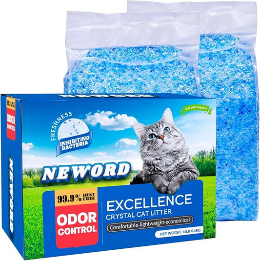 Crystals Cat Litter Lightly Scented Litter Superior Odor Control 14 lbs Total (2 Pack of 7lb Bags) Soft-On-Paws Low Tracking Dust-Free Blue Silica Gel