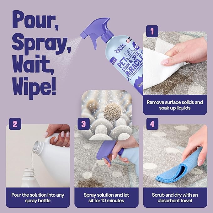 Sunny & Honey Pet Stain & Odor Miracle – Enzyme Cleaner for Dogs & Cats – Pet Odor Eliminator for Strong Smells & Floors – Light Lavender Scent Carpet Cleaner – 1 Gallon Stain & Smell Remover