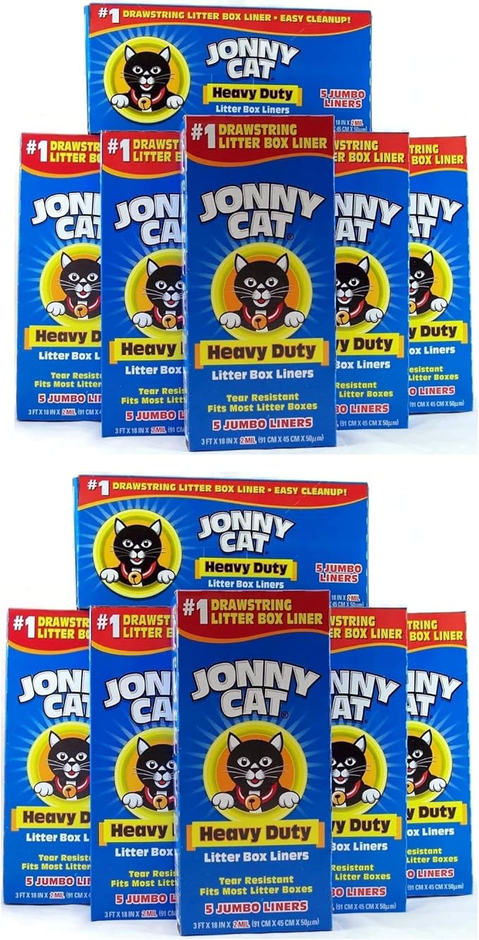 Jonny Heavy Duty Cat Litter Box Liners (Pack of 12), Cat litter Box Liners Jumbo, 5 Liners Box