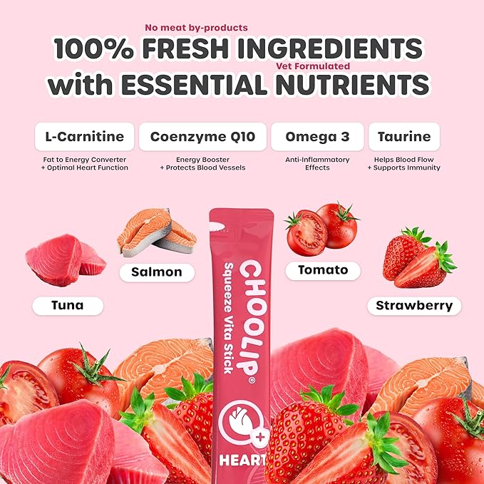 Squeeze Vita Stick Lickable Treats for Dogs & Cats. 49 Heart Support Sticks with Essential multivitamins. Soft and Tasty Paste for All Life Stages, Supporting Heart Health