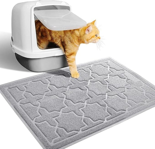 Yimobra Cat Litter Mat, 24"x20" Litter Mat with Litter Lock Mesh, Soft Cat Litter Mat Litter Trapping Mat, Easy to Clean, Non-Slip, Water Resistant, Litter Free Floors, Grey