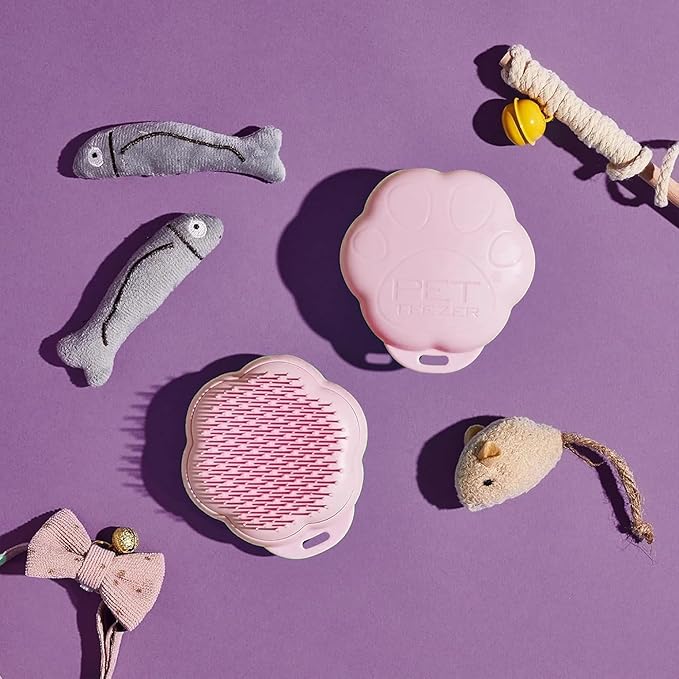 Pet Teezer by Tangle Teezer Cat Brush, De-Shedding Cat Hair Brush for a Gentle, Soothing Groom & Short to Medium Length Fur, Millennial Pink