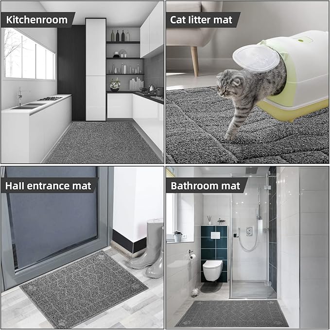 Cat Litter Mat, Litter Trapping Mat Soft on Kitty Paws, 47" x 35" Kitten Litter Box Mat for Cleaner Floors, Waterproof, Easy Clean, Durable XL Large Size Cat Litter Pad for Kitten.