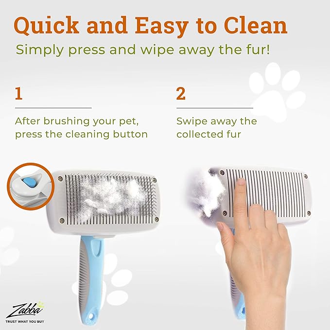 Self Cleaning Dog Brush for Shedding Slicker Brush Cat Long Haired Pet Brush Grooming Deshedding Supplies - Medium to Large Pets White