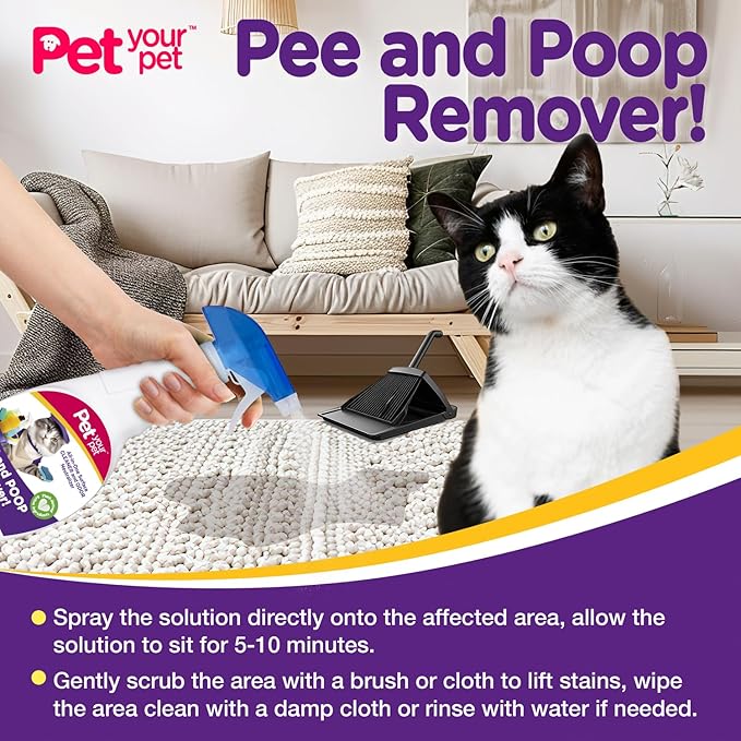 Pee and Poop Remover Cat – All-in-One Pet Stain and Odor Remover with Plant-Derived Ingredients – Stain and Odor Removers for Upholstery, Carpets & Hard Floors