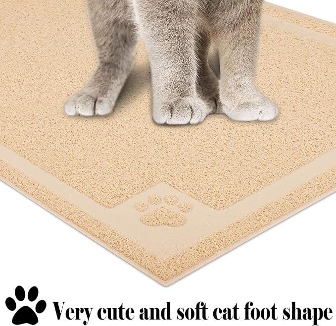 UPSKY Large Cat Litter Mat Trapper 35"×23" Traps Litter from Box and Paws Scatter Control for Litter Box Soft on Sensitive Kitty Paws Easy to Clean (Beige)
