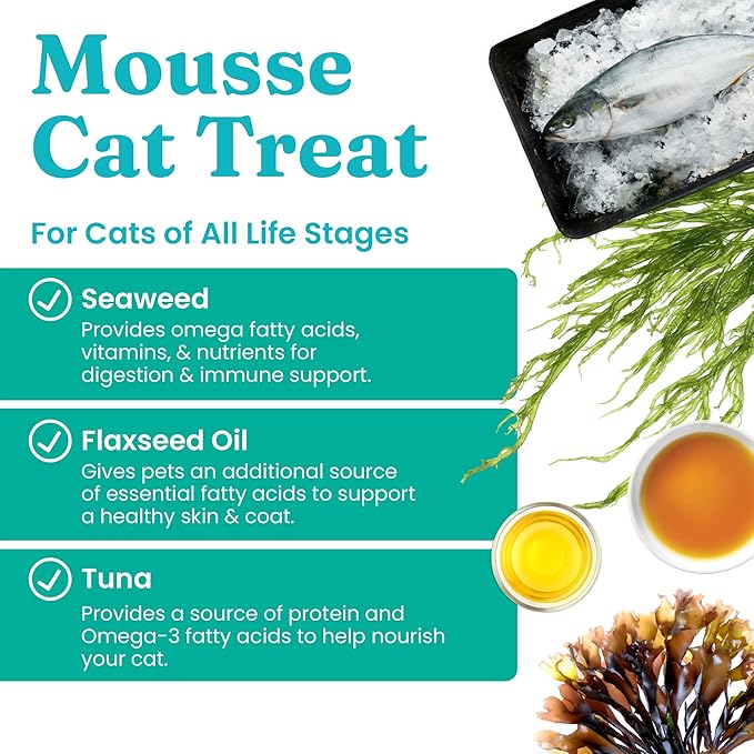 Solid Gold Lickable Cat Treats - Tuna SeaMeal Squeeze Squeezable Cat Treats for Indoor Cats 30 Pack - Made with Fiber-Rich Seaweed for Digestive Health for Immune Support - 3 oz / 30 Count