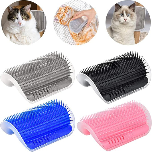 Cat Grooming Brush 4 Set, Self Groomer, Slicker Brush Tool for Shedding, Pet Grooming Supplies for Short Long Hair Cats