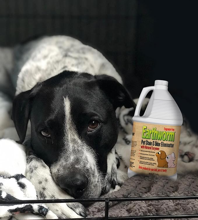 Earthworm Pet Stain Remover & Odor Eliminator- Removes Urine Smell with Natural Enzyme Formula, Fragrance Free Spray - 64 oz