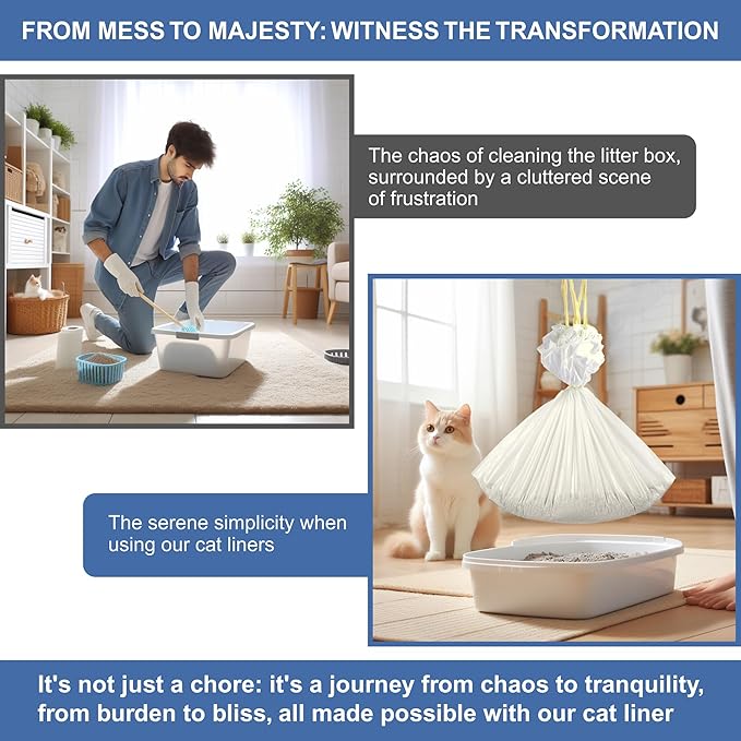Cat Litter Box Liners - 30 Extra Large Strong & Thick Litter Liners For Mess-Free Cleanup - Jumbo Size - Conveniently Folded No More Tearing - Scratch-Resistant - Enjoy A Fresh Hygienic Environment
