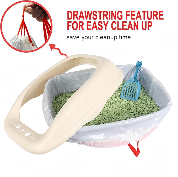 Litter Box Liners, Disposable Cat Litter Liners, Heavy Duty Plastic Litter Box Liners, Jumbo Size: 36 * 19 inch, Close & Scratch Resistant (10 Count, Scent Free)