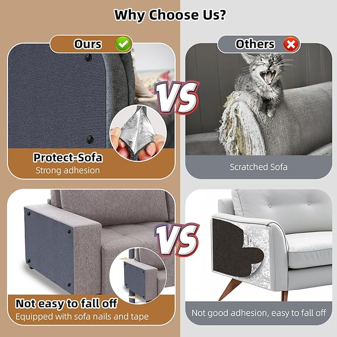 Couch Protector from Cat Claws 78.7"x15.8" Cat Scratching Mat Set, Cat Scratch Furniture Protector, Cat Scratching Post Scratch Pad Cover Replacement for Cat Tree Shelf Steps Couch Corner Wall