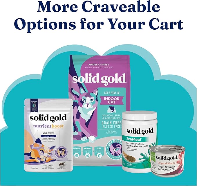 Solid Gold Lickable Cat Treats - Salmon SeaMeal Squeeze Squeezable Cat Treats for Indoor Cats 30 Pack - Made with Fiber-Rich Seaweed for Digestive Health for Immune Support - 3 oz / 30 Count