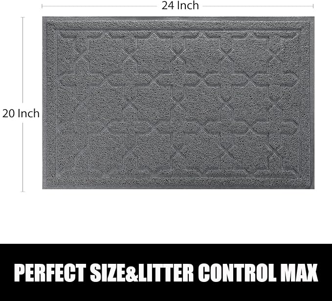Yimobra Cat Litter Mat, 24"x20" Litter Mat with Litter Lock Mesh, Soft Cat Litter Mat Litter Trapping Mat, Easy to Clean, Non-Slip, Water Resistant, Litter Free Floors, Dark Grey