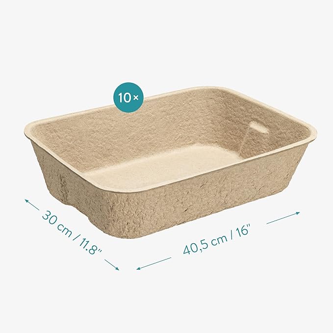 Navaris Disposable Cat Litter Trays (Pack of 10) - Cardboard Liner Tray for Cats Made of 100% Paper - Use Alone or As Box Liners - 15.9" x 11.8"