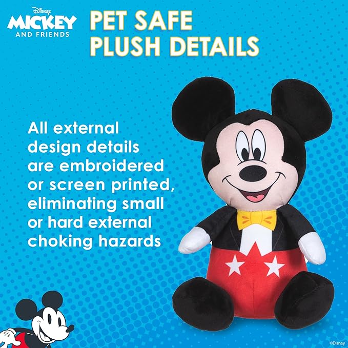 Mickey Mouse Plush Squeaky Dog Toy 9in | Disney Dog Toys | Plush Squeaker Toy for Dogs Inspired by Mickey Mouse, Disney Mickey and Friends