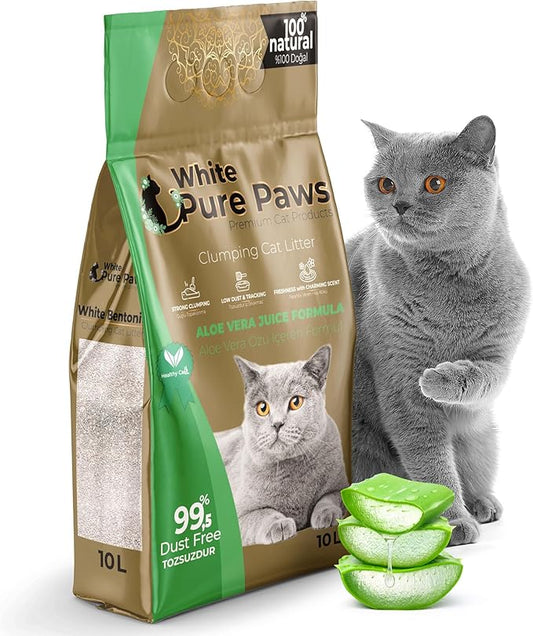 Premium Clumping Cat Litter - Aloe Vera Juice Formula - 100% Natural Ingredients - 99.5% DUST Free, Strong Clumping, Low Dust & Tracking, 18 LB Bag, Green