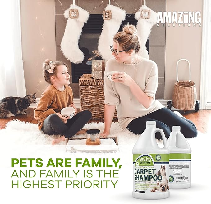 Pet Carpet Shampoo - Carpet Cleaner Solution for Carpet Cleaner Machine, Urine Smell & Stain Remover, Pet Urine Enzyme Cleaner, Carpet Shampoo Solution, Carpet Shampooer, 1 Gallon