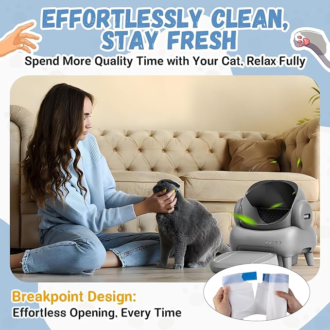 60 Count Cat Litter Bags Liners for Neakas M1 Open-Top Self-Cleaning Cat Litter Box, Extra Thick Drawstring Heavy Duty Disposable Leak-Proof Replaced Waste Bags, 27.17" x 13"