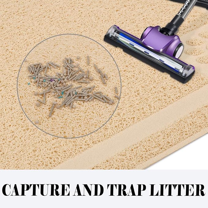 UPSKY Large Cat Litter Mat Trapper 35"×23" Traps Litter from Box and Paws Scatter Control for Litter Box Soft on Sensitive Kitty Paws Easy to Clean (Beige)