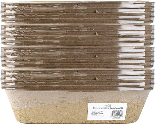 Midlee Large Disposable Cat Litter Boxes - Set of 20- Travel Kitty Tray