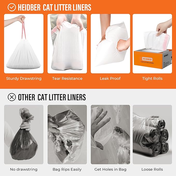 Drawstring Cat Litter Box Liners 100 Pack-Robot Litter Liner Bags for Robot 3 and 4 Cleanpethome/PETKIT PuraX PuraMax Catlink Self-cleaning Cat Litter Box Bag Heavy Duty Litter Box Robot Waste Bags