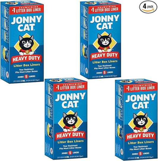 JONNY CAT Litter Box Liners, Convenient and Durable Disposable Cat Litter Liners for Easy Cleanup, Extra Thick and Tear-Resistant (Pack of 4) (4 Items)
