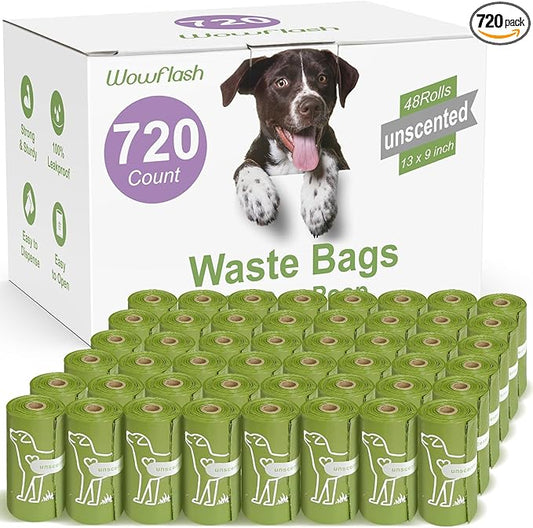 720 Count Unscented 13” x 9” Dog Waste Bags Rolls, Leakproof Strong & Sturdy Bags for Dogs, Doggie Bags Cats Litter Bags,Trash Bags for Doggy Pets