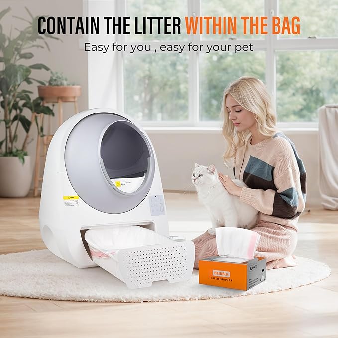 Drawstring Cat Litter Box Liners 100 Pack-Robot Litter Liner Bags for Robot 3 and 4 Cleanpethome/PETKIT PuraX PuraMax Catlink Self-cleaning Cat Litter Box Bag Heavy Duty Litter Box Robot Waste Bags