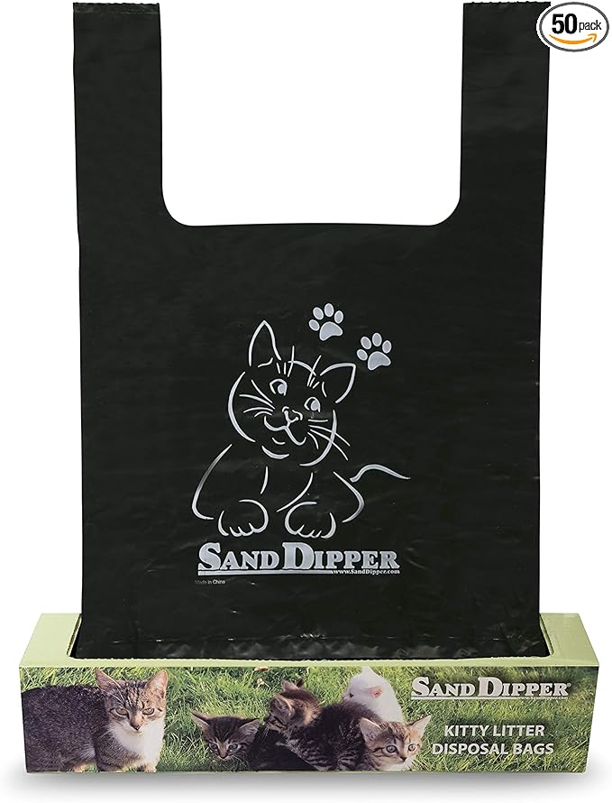 Sand Dipper Cat Litter Waste Bags | Strong Thick Odor Sealing (Medium 50 Roll)