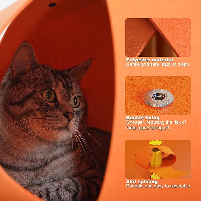 Spring Blossoms Cat Tunnel, Cat Cave for Indoor Cats Bed,Scratch Resistant Cat Toys for Medium Large Cats Hide and Seek Toy (Amber Orange)