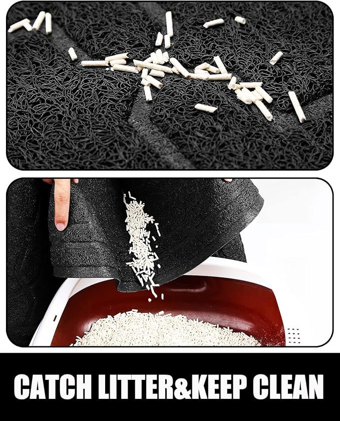 Yimobra Cat Litter Mat, 24"x20" Litter Mat with Litter Lock Mesh, Soft Cat Litter Mat Litter Trapping Mat, Easy to Clean, Non-Slip, Water Resistant, Litter Free Floors, Black