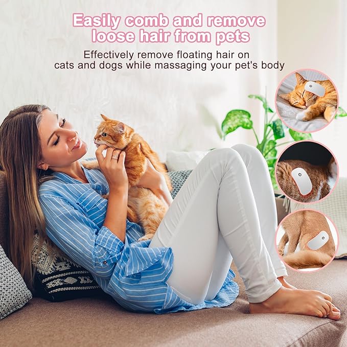 Electric Massage Cat Brushes, Pet Grooming Brush Easily Removes Tangles, 255 Massage Nodes for Relieving Tension, Tight Muscles, and Stiffness-1 pack pink